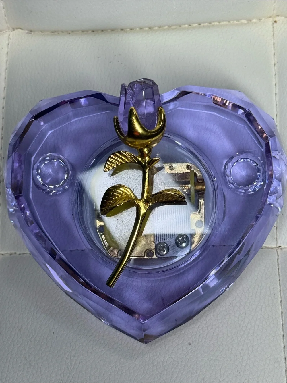 Gold Tulip Brooch on Lavender Heart Accent